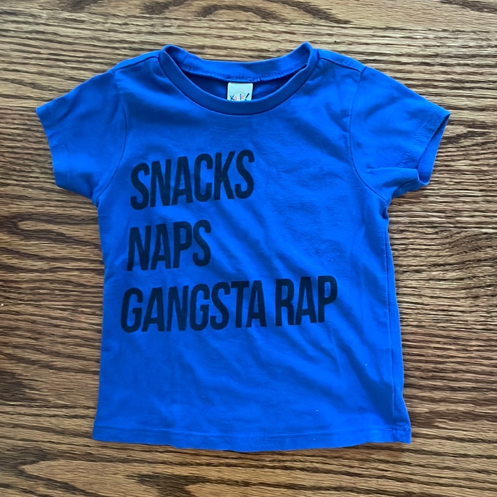 “Snacks Naps Gangsta Rap” baby tee. 12m